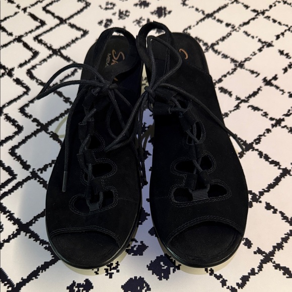 Skechers Women's Wedge Lace-Up Sandals - Black - US Size 7 - EUC - Picture 3 of 12